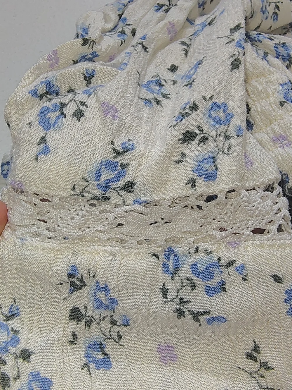Justice Cream Dress with Blue and Lilac Floral Print 100% Viscose Size 10